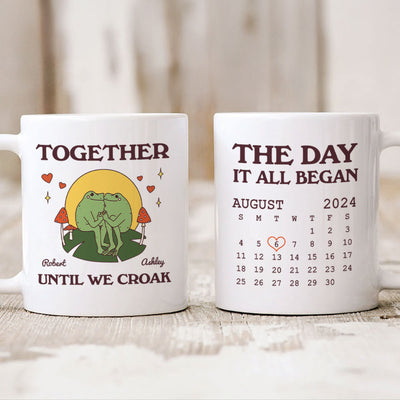 Until We Croak Together Frog Couple Anniversary Calendar Keepsake Personalized Mug