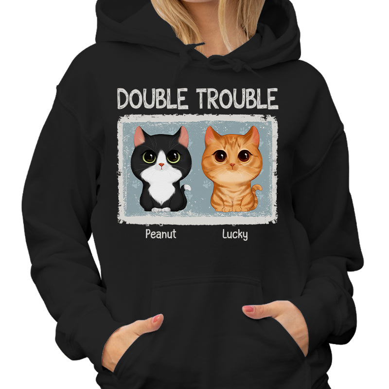 Double Trouble Drizzle Color Frame Watercolor Cute Cats Personalized Shirt