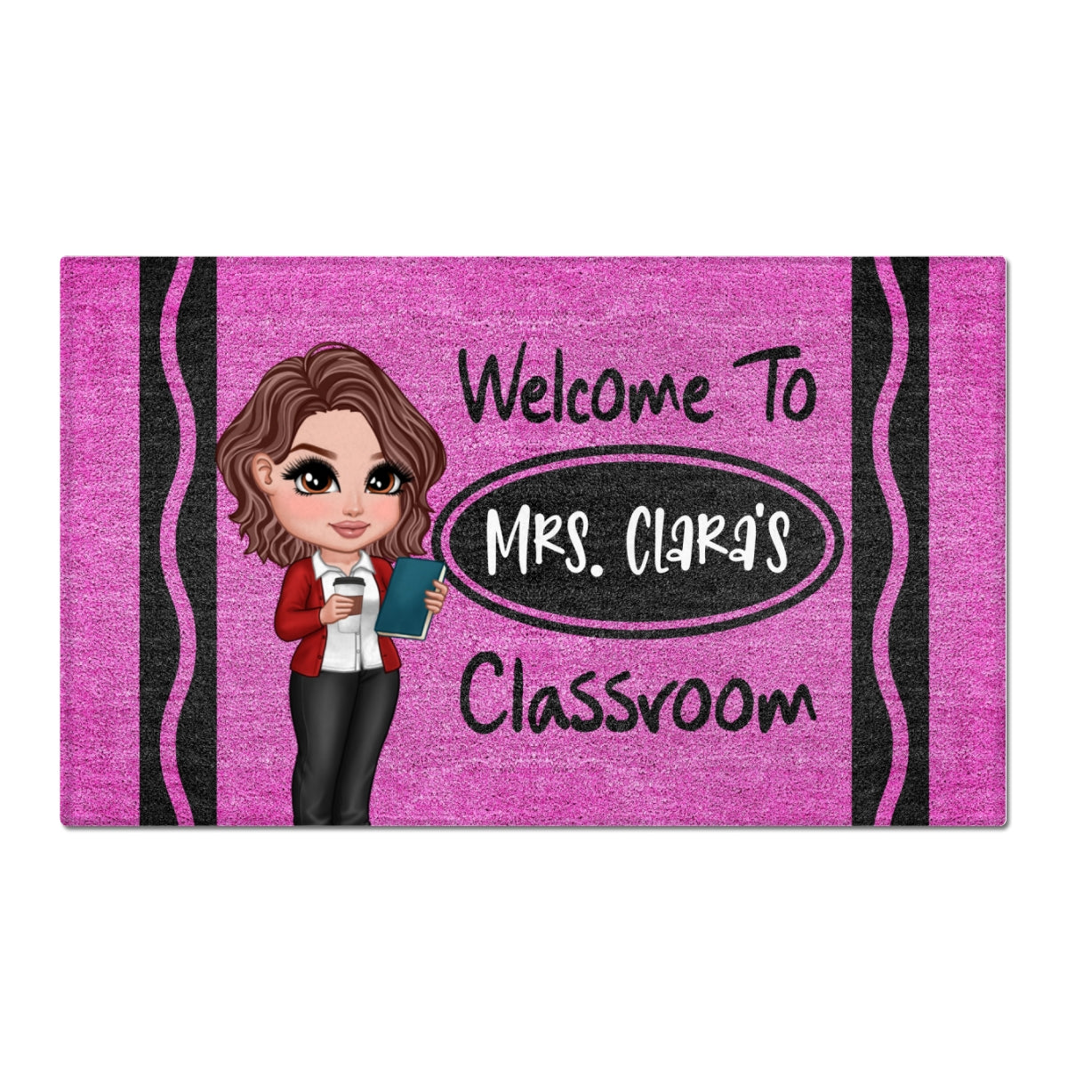 Y2K Teacher Crayon Welcome To Classroom Personalized Doormat