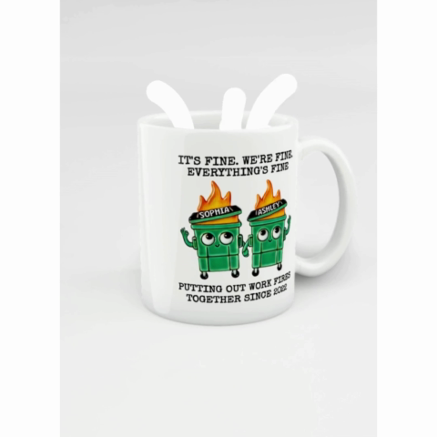 Putting Out Work Fires Together Work Bestie Dumpster Fire Funny Gift For Colleagues Personalized Mug