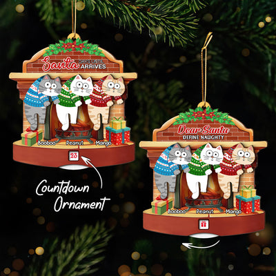 Days Till Santa Arrives Hanging Cats Personalized Countdown Ornament, Christmas Gift For Cat Owners, Cat Lovers