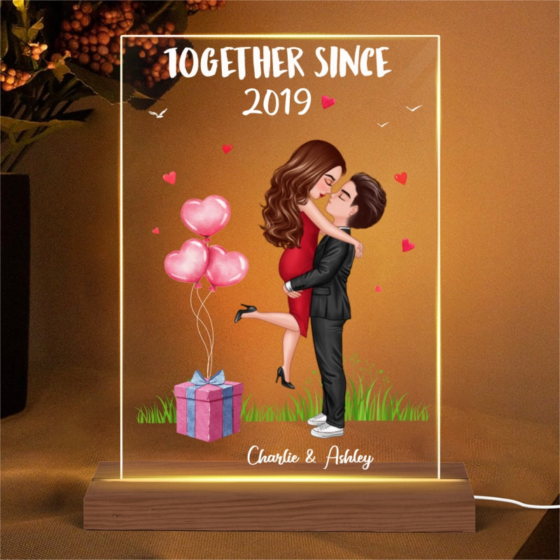 Hugging Couple Balloon Personalized Acrylic LED Lamp Night Light
