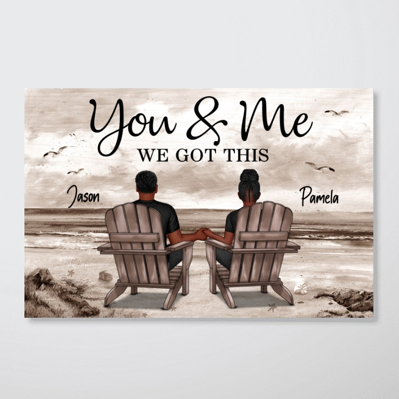 Eternal Love Couple Beach Landscape Retro Vintage Personalized Poster, Heartfelt Anniversary Gift, Wedding Gift, Birthday Gift For Couple, For Him, For Her