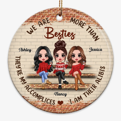 Doll Girls Sitting Accomplice Alibi Brick Background Personalized Circle Ornament