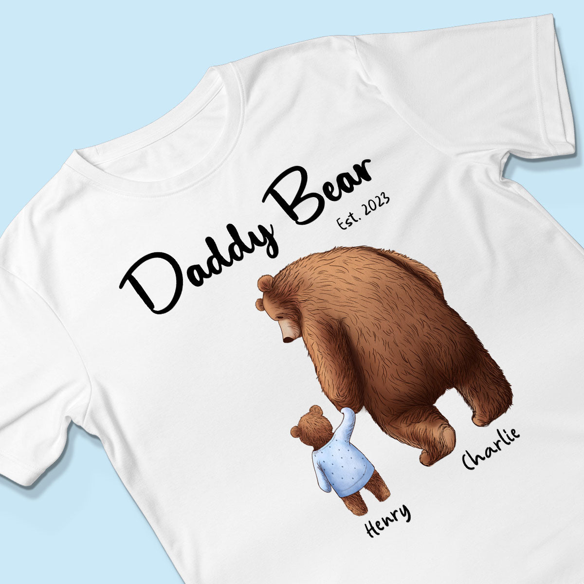 Daddy Bear Est. Papa Bear Father‘s Day Gift For Husband Dad Grandpa Personalized Shirt