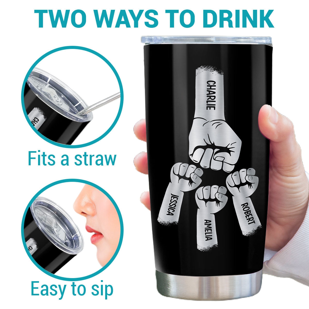 Best Dad Grandpa Ever Fist Bump Personalized Tumbler| Coolest Father's Day Gift For Dad, Grandpa
