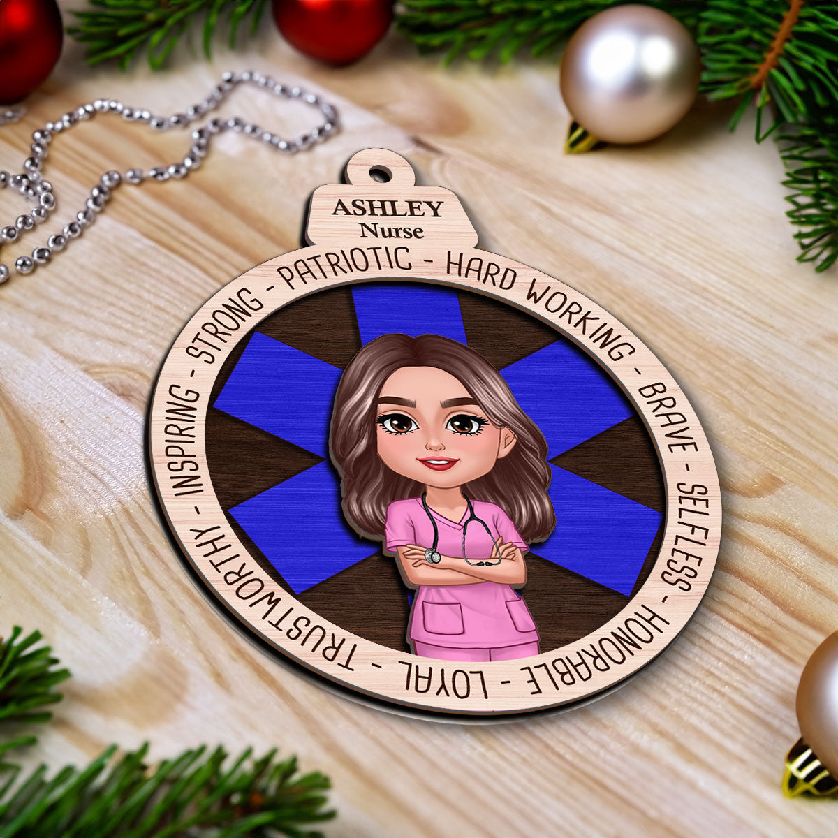 Proud Occupation Appreciation Gift For Police Firefighter Nurse Personalized 2-Layer Wooden Ornament