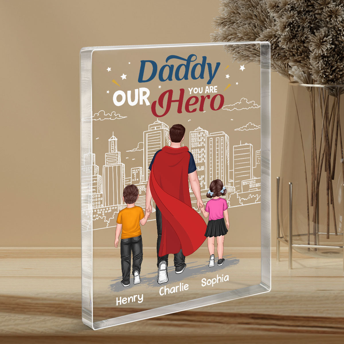 Super Hero Daddy Personalized Rectangle Acrylic Block Plaque