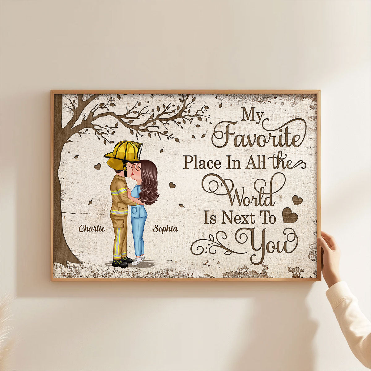 Favorite Place In The World Occupation Couple Kissing Personalized Poster, Unique Valentine's Day Gift For Him, Gift For Her
