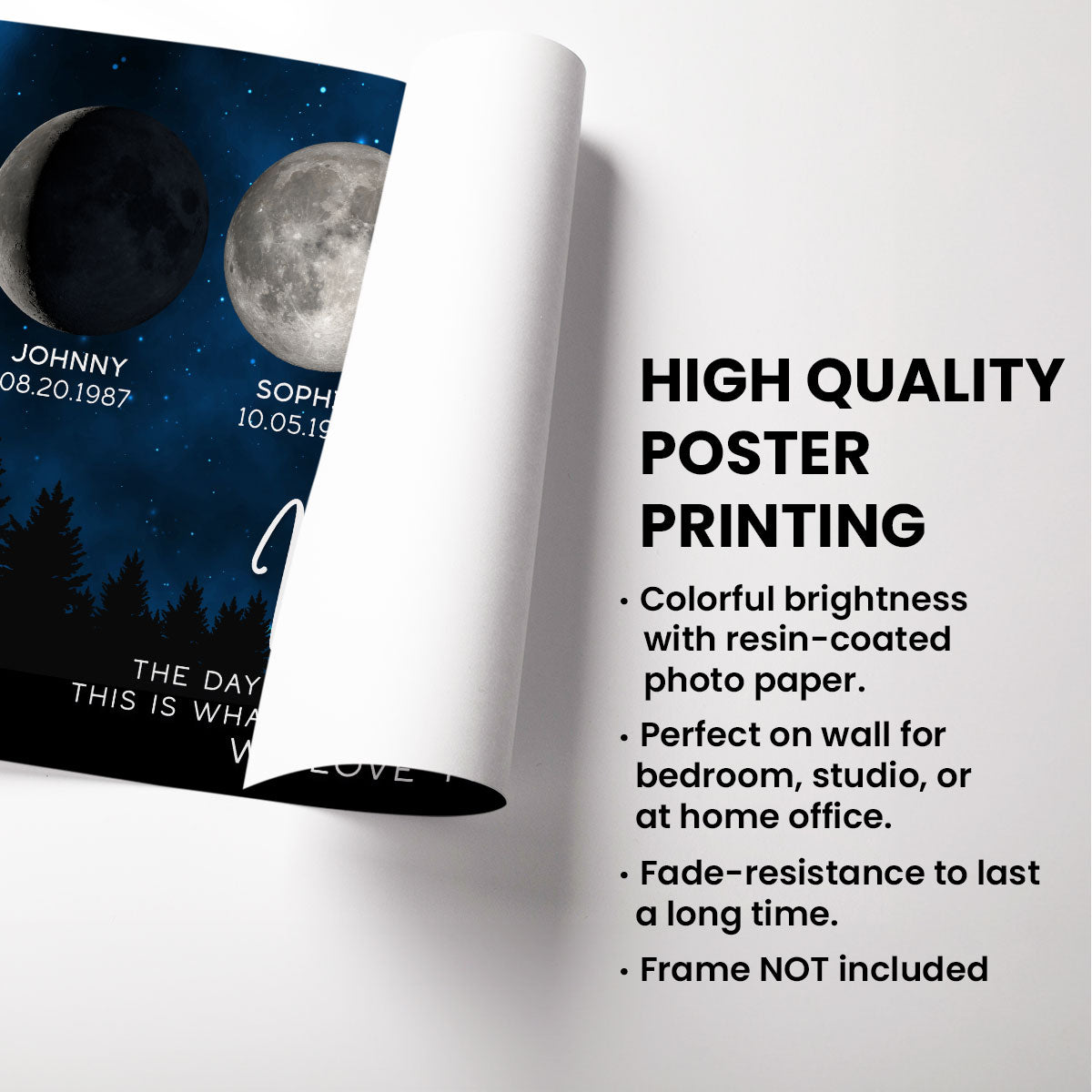 This Is What The Moon Looked Like The Day You Became Dad Grandpa Custom Birth Moon Phase - Personalized Poster