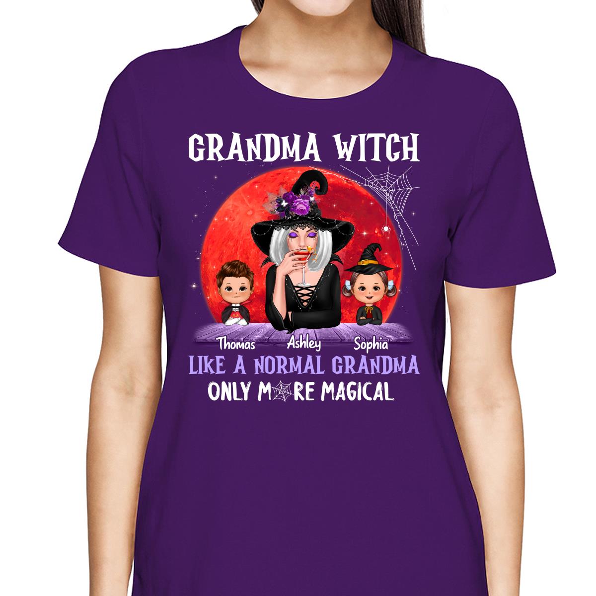 Halloween Red Moon Grandma Witch Like Normal More Magical Personalized Shirt