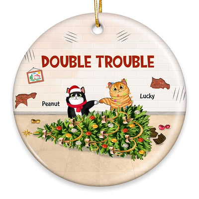 Naughty Cats Double Trouble Regret Nothing Personalized Circle Ornament