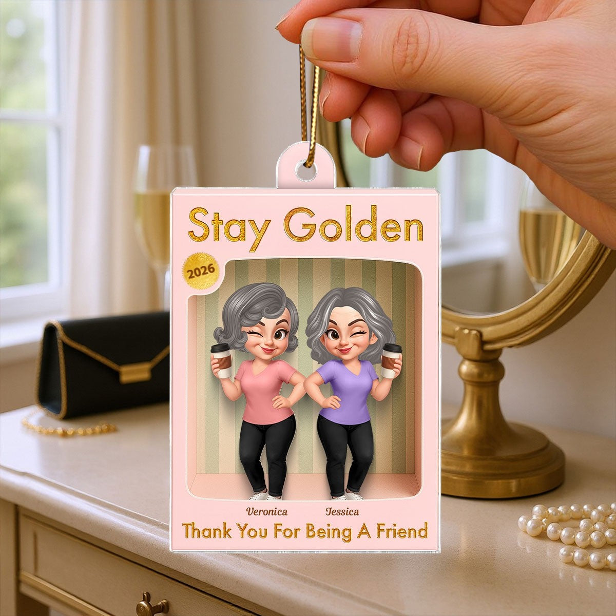 Old Besties Thank You For Being A Friend Toy Box Style - Personalized Acrylic Ornament - Christmas Gift For Best Friends