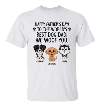 Watercolor Cute Dogs Happy Father‘s Day To The World’s Best Dog Dad Personalized Shirt