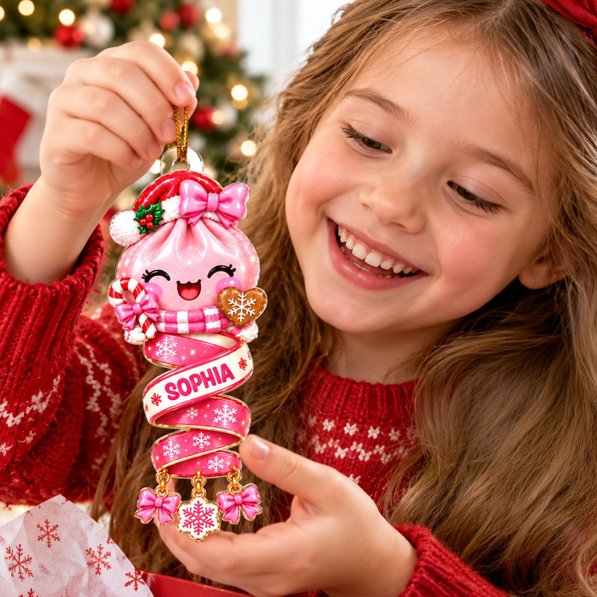 Cute Dumpling Kids Character - Personalized Acrylic Ornament - Christmas Gift for Daughter, Son, Kids