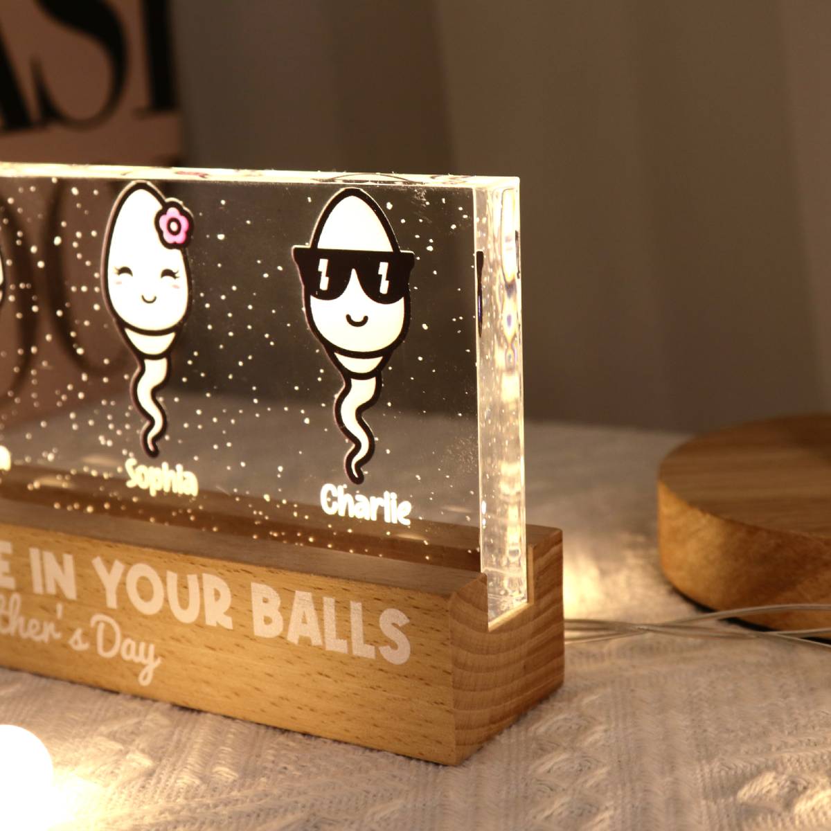 Little Cute Kids Happy Father‘s Day Personalized Acrylic Block LED Night Light