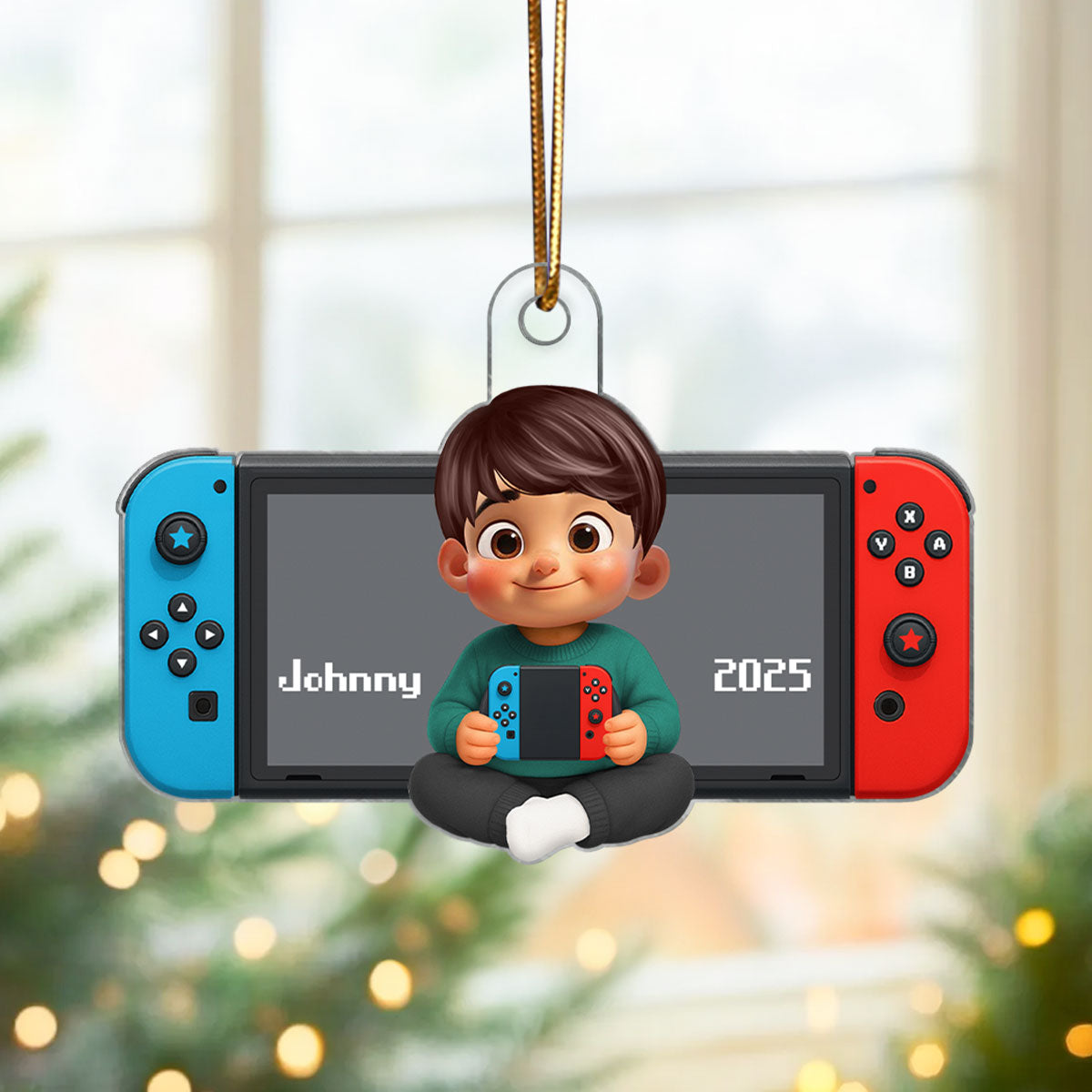 Personalized Gamer 3D Effect Ornament for Boys Girls, Christmas Gift for Kids