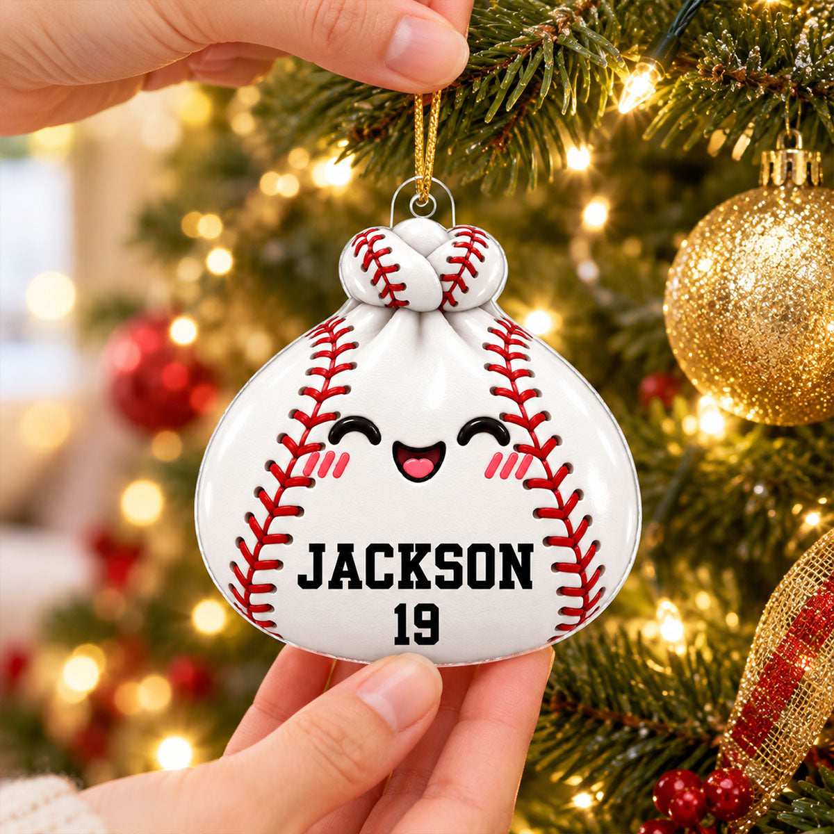 Cute Funny Sport Dumpling Dim Sum Custom Name - Personalized Acrylic Ornament - Christmas Gift For Kids, Teenagers, Soccer, Football, Baseball, Basketball, Volleyball Players