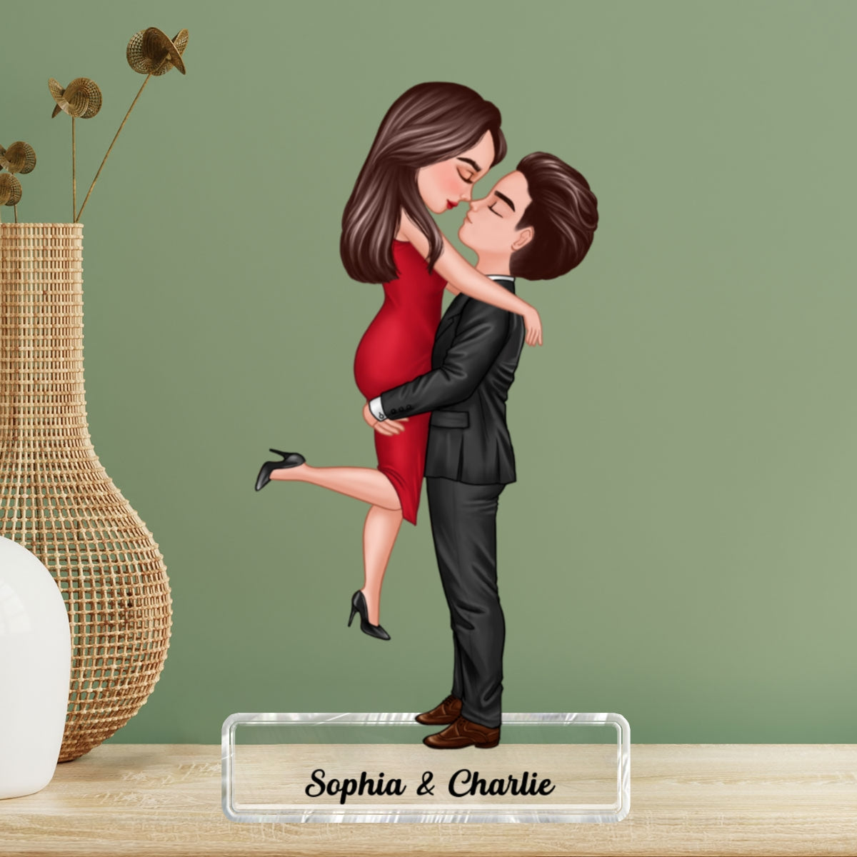 Couple Hugging Kissing Gift For Him Gift For Her Gifts by Occupation Home Decor Personalized Acrylic Block Plaque