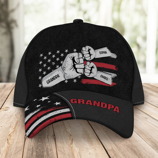 Dad Grandpa Fist Bump Nation Flag Personalized Classic Cap, Gift For Dad, For Grandpa, For Husband