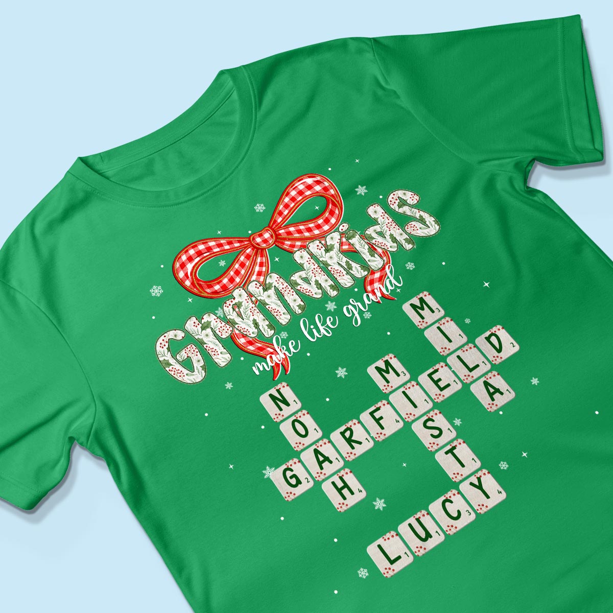 Grandkids Make Life Grand Coquette Floral Pattern Crossword Puzzle Art - Personalized Shirt