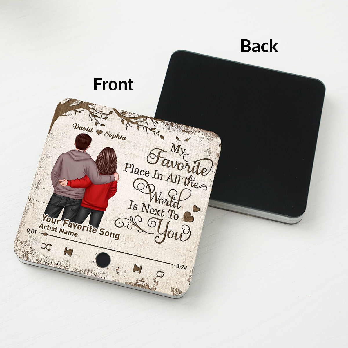Favorite Place In The World Couple Standing Back View - Personalized Music Fridge Magnet - Heartfelt Gift For Couple, For Him, For Her, Husband, Wife