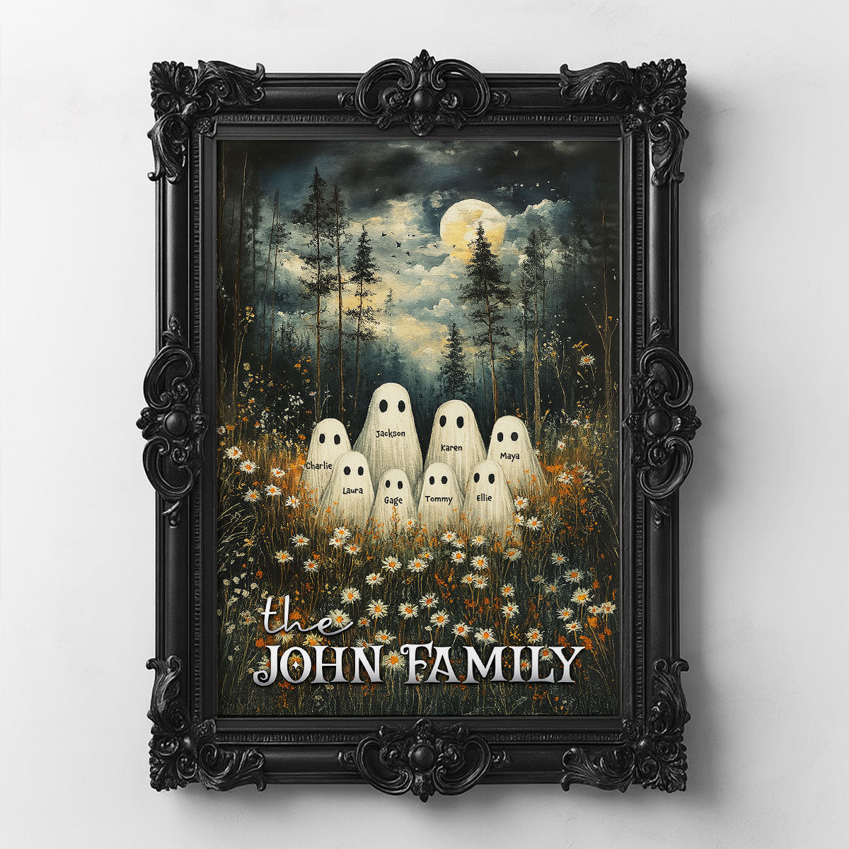Halloween Family Portrait Personalized Poster Printing, Custom Family Halloween Wall Art