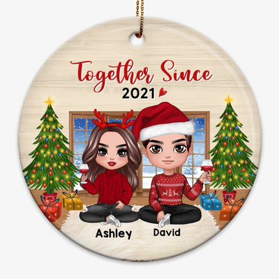 Doll Couple Sitting In House Personalized Circle Ornament