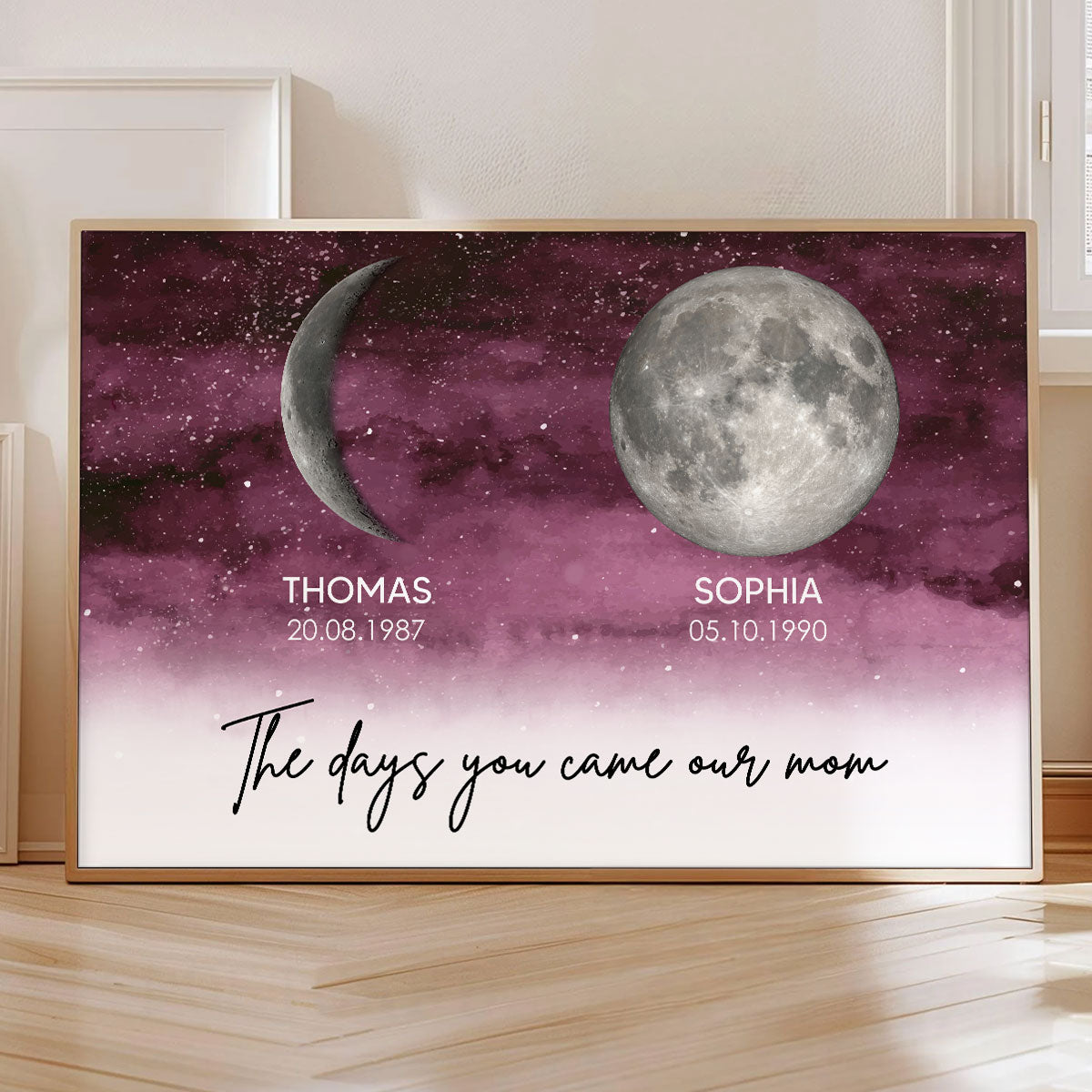 Starry Night Custom Birth Moon Phase The Days You Became Our Mom Dad Personalised Poster, UK, CA| Heartfelt Father's Day Gift For Dad, Husband