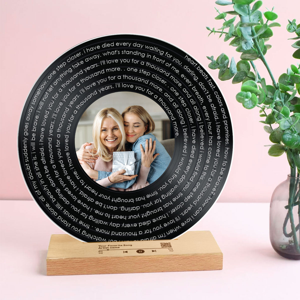 Mother & Daughter Spiral Song Lyrics Personalized Vinyl Record With Photo, Acrylic Song Plaque, Perfect 2025 Gift For Mom, Song Lyrics As Custom Messages