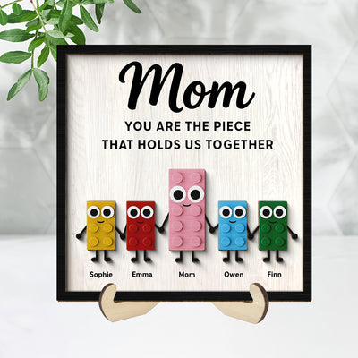 Mom And Kids Cute Puzzle Personalized 2-Layered Wooden Plaque, Gift for Mom, Gift for Wife, Gift for Grandma