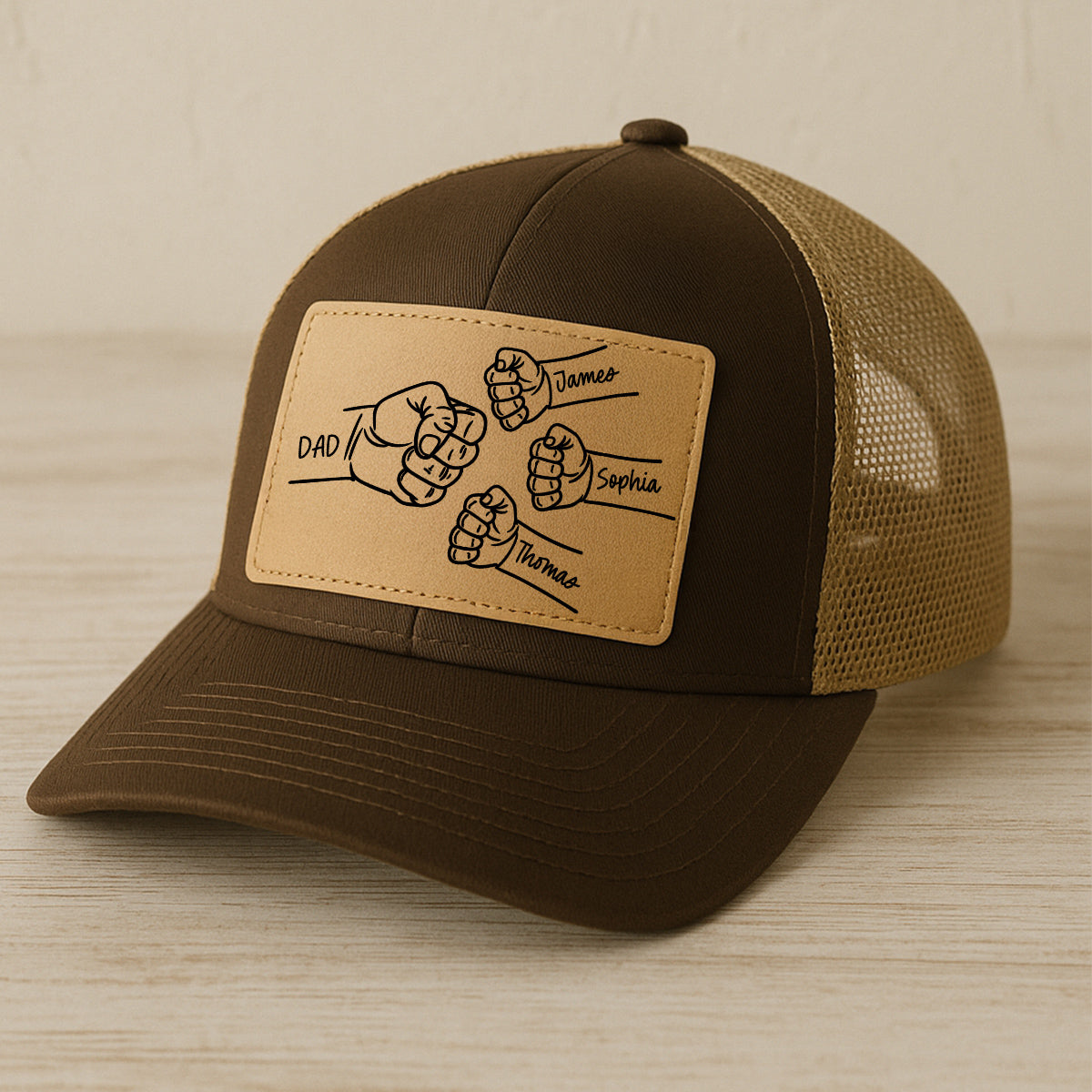 Dad Fist Bump Outline Personalized Leather Patch Hat