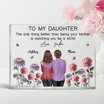 To My Daughter From Mom Happy Mother's Day Birth Flower - Personalized Acrylic Block Plaque - Heartfelt Gift For Daughter