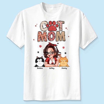 Cat Mom Canada Flag Sparkly Pattern Personalized Shirt, Canada Day