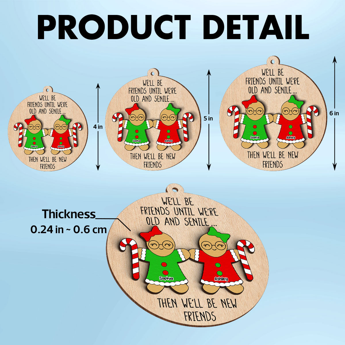 Funny Friend Personalized 2-Layer Wooden Ornament, Christmas Gift For Best Friends