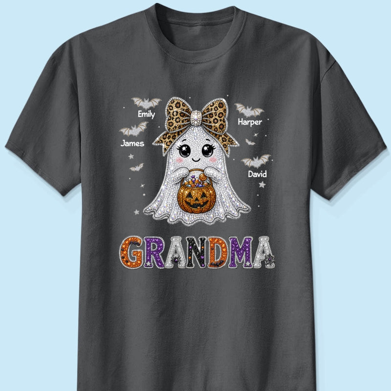 Boo Grandma Halloween Rhinestones Effect - Personalized Shirt - Halloween Gift For Grandma