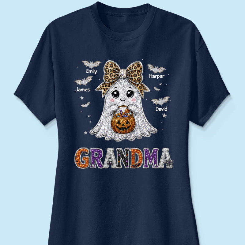 Boo Grandma Halloween Rhinestones Effect - Personalized Shirt - Halloween Gift For Grandma