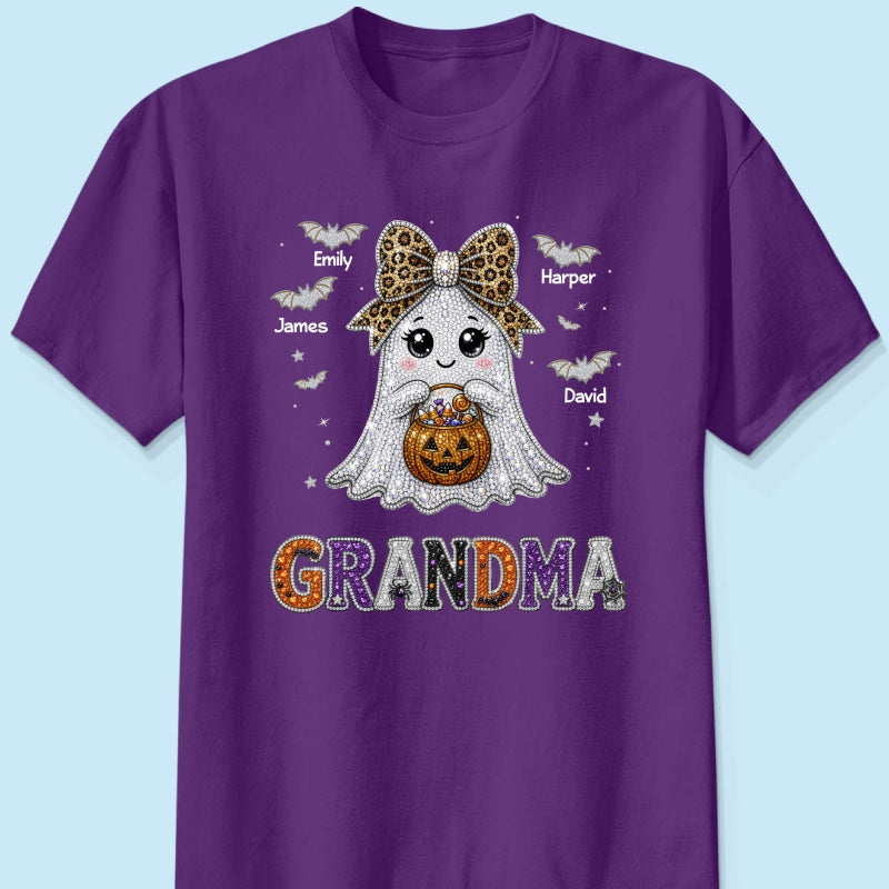 Boo Grandma Halloween Rhinestones Effect - Personalized Shirt - Halloween Gift For Grandma