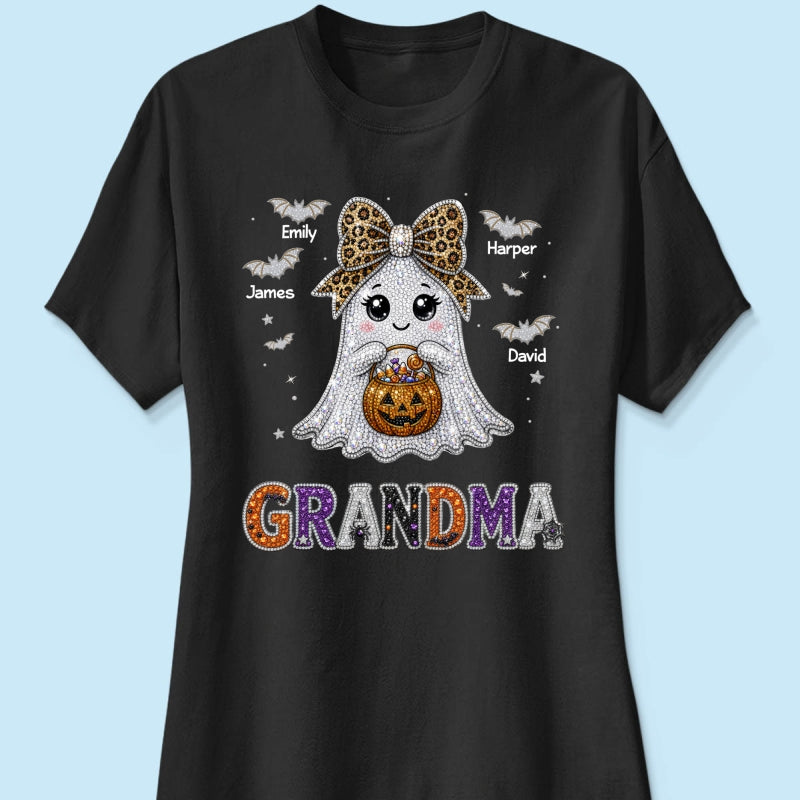 Boo Grandma Halloween Rhinestones Effect - Personalized Shirt - Halloween Gift For Grandma