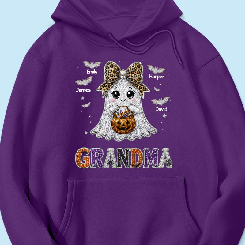 Boo Grandma Halloween Rhinestones Effect - Personalized Shirt - Halloween Gift For Grandma