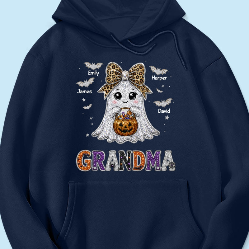 Boo Grandma Halloween Rhinestones Effect - Personalized Shirt - Halloween Gift For Grandma