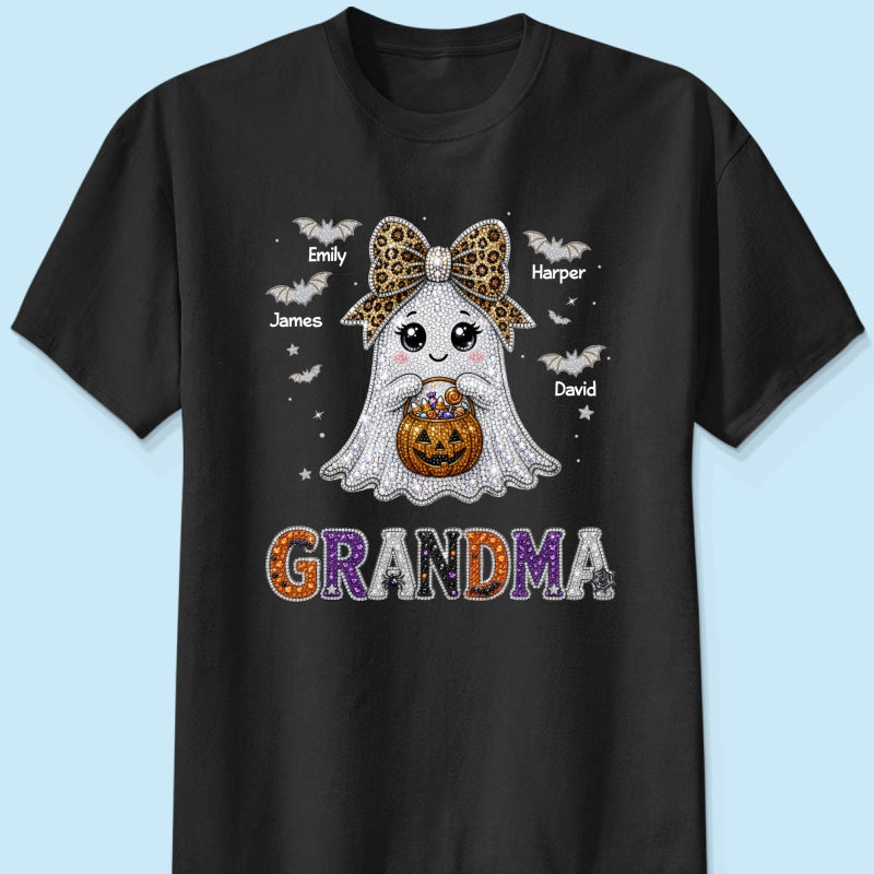 Boo Grandma Halloween Rhinestones Effect - Personalized Shirt - Halloween Gift For Grandma