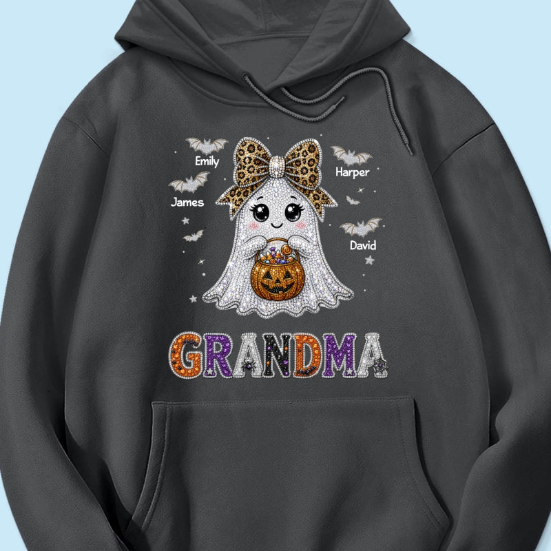Boo Grandma Halloween Rhinestones Effect - Personalized Shirt - Halloween Gift For Grandma