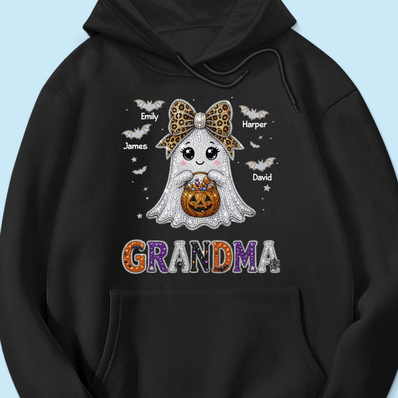 Boo Grandma Halloween Rhinestones Effect - Personalized Shirt - Halloween Gift For Grandma