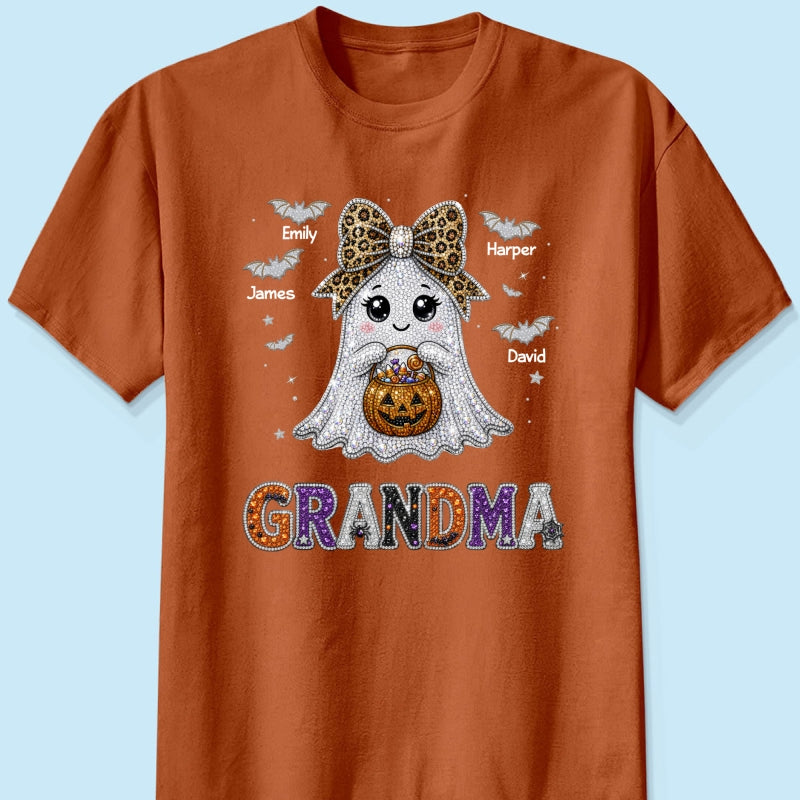 Boo Grandma Halloween Rhinestones Effect - Personalized Shirt - Halloween Gift For Grandma