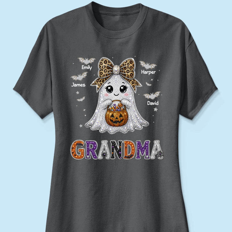 Boo Grandma Halloween Rhinestones Effect - Personalized Shirt - Halloween Gift For Grandma