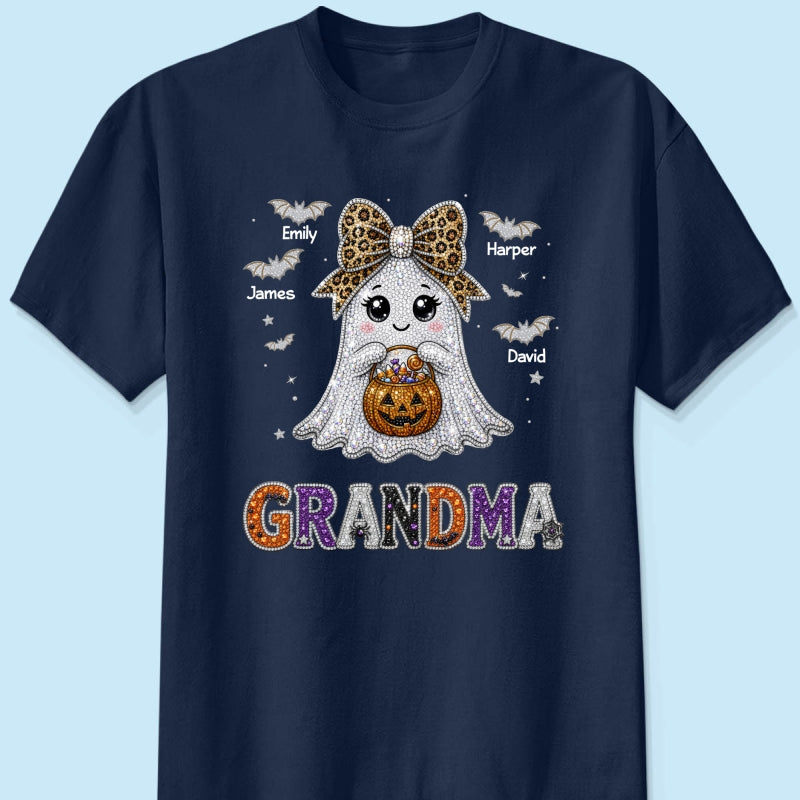 Boo Grandma Halloween Rhinestones Effect - Personalized Shirt - Halloween Gift For Grandma