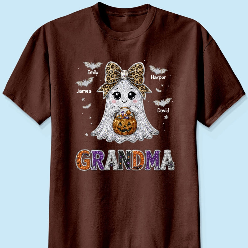 Boo Grandma Halloween Rhinestones Effect - Personalized Shirt - Halloween Gift For Grandma