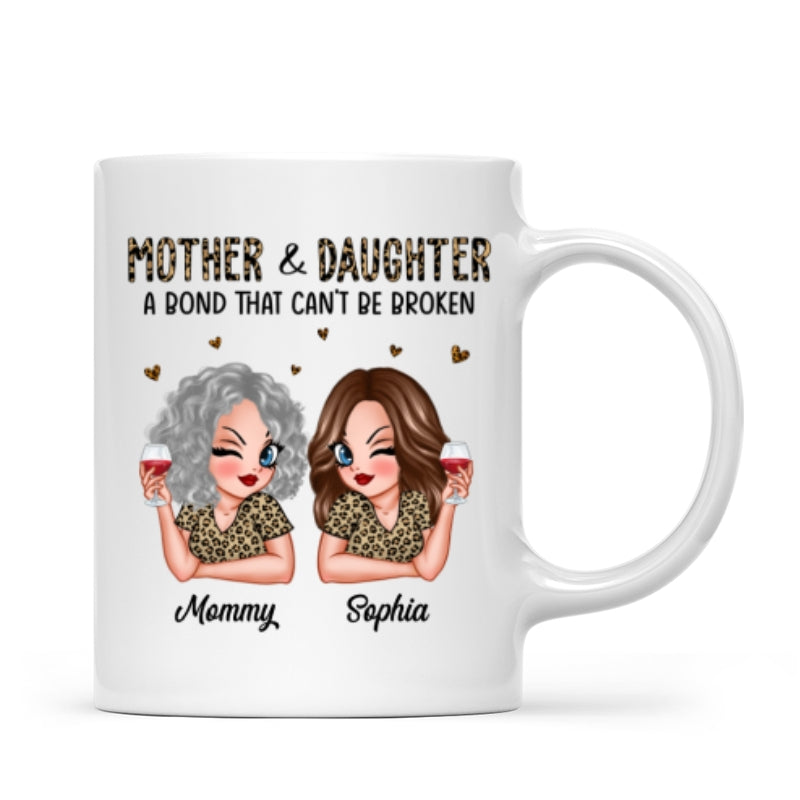 Leopard Pattern Mother Daughter Bond That Can't Be Broken Personalized Mug, Gift For Daughter