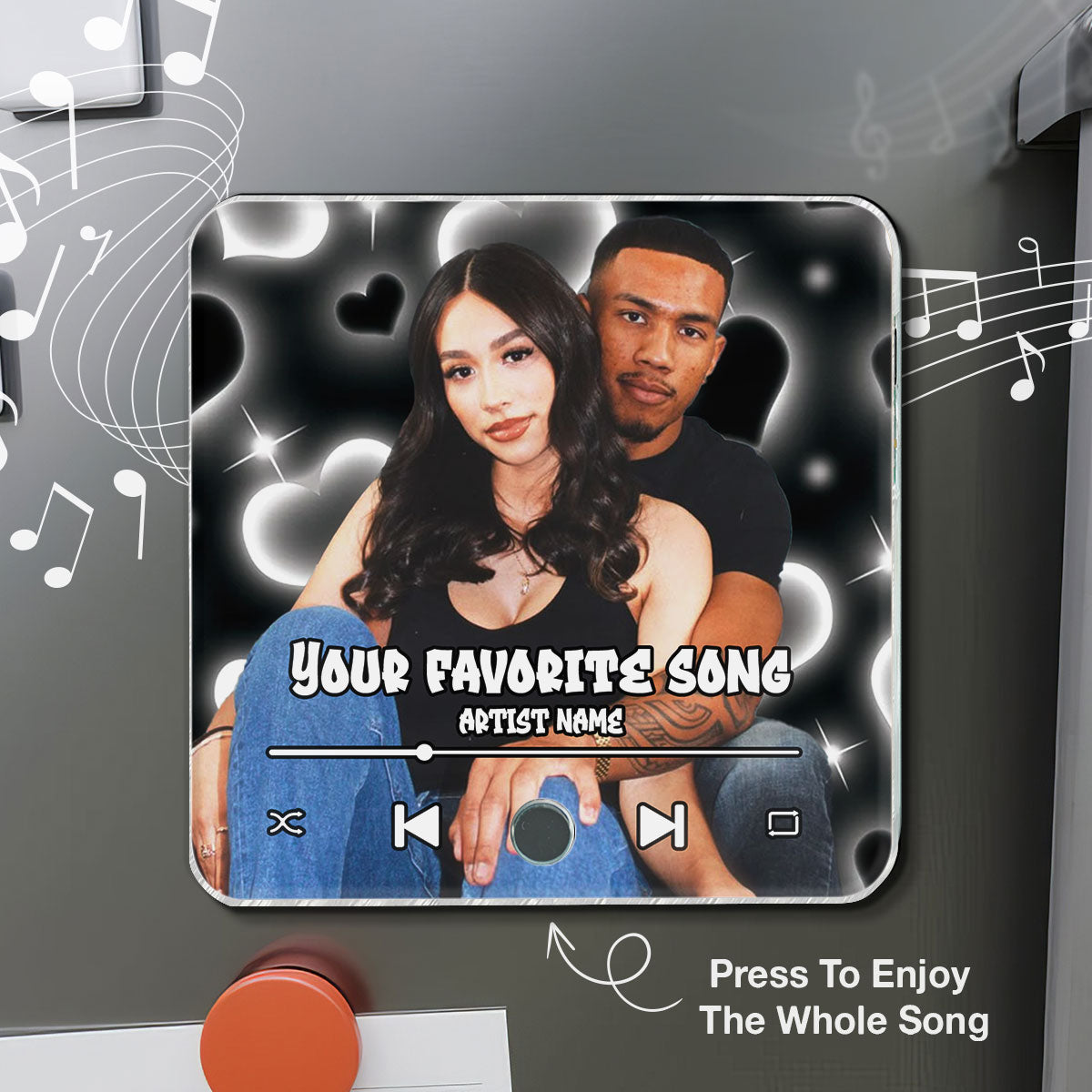 Y2K Couple Photo Personalized Music Fridge Magnet, Gift for him, Gift for her